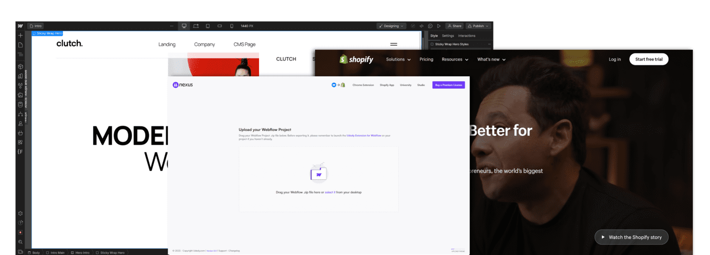 Webflow to Shopify Udesly Nexus